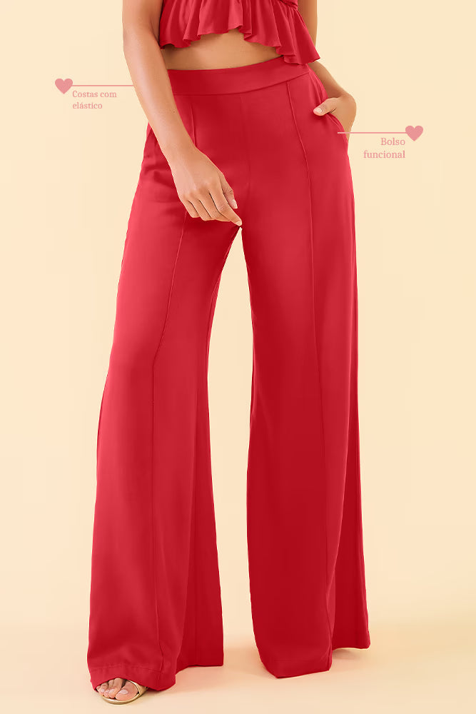 Calça pantalona em viscose