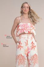 Calça pantalona viscose estampada