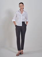 Calça Reta Slim de Alfaiataria Preta Reese