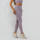 Calça Legging Premium Cós Antômico Superlargo Recorte Texturizado Lilás LG2396