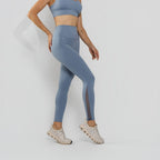 Calça Legging Premium Cós Antômico Superlargo Recorte Texturizado Azul LG2398