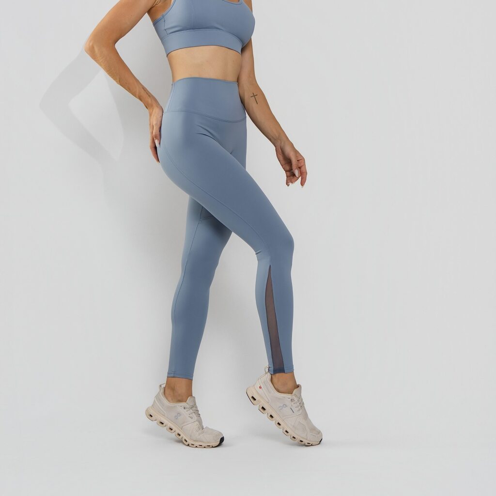 Calça Legging Premium Cós Antômico Superlargo Recorte Texturizado Azul LG2398
