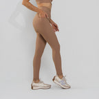Calça Legging  Poliamida Texturizada Cós Alto Duplo Capuccino LG2392