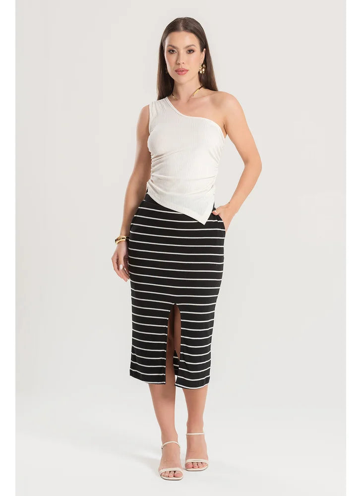 Saia Feminina Midi com Fenda