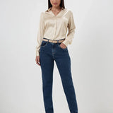 Calça Jeans Reta Slim Azul Escuro Safira